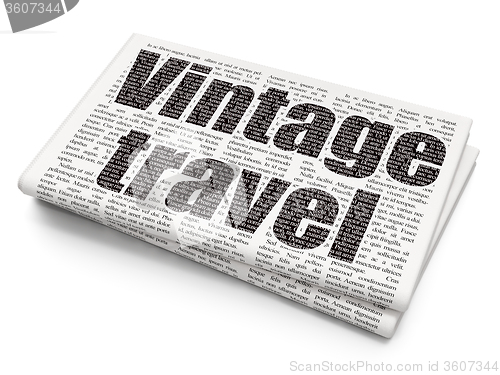 Image of Vacation concept: Vintage Travel on Newspaper background