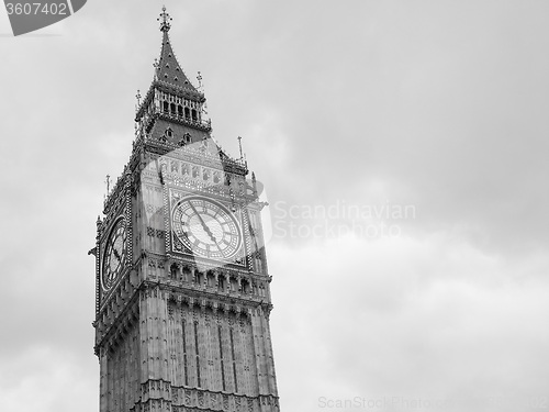 Image of Black and white Big Ben in London