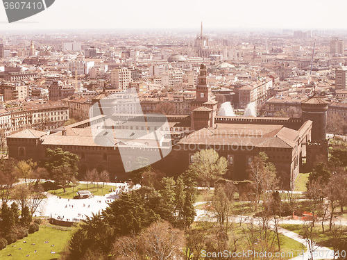 Image of Retro looking Milan aerial view