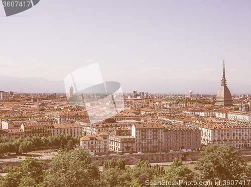 Image of Retro looking Aerial view of Turin