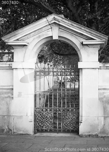 Image of Black and white Old gate