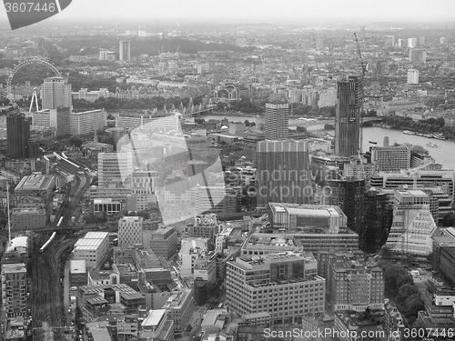 Image of Black and white Aerial view of London