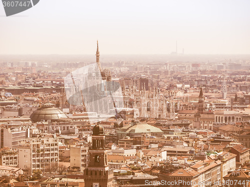 Image of Retro looking Milan aerial view