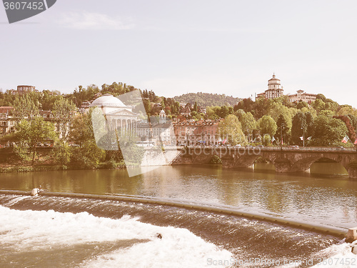 Image of Retro looking River Po Turin