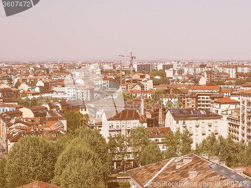 Image of Retro looking Aerial view of Turin