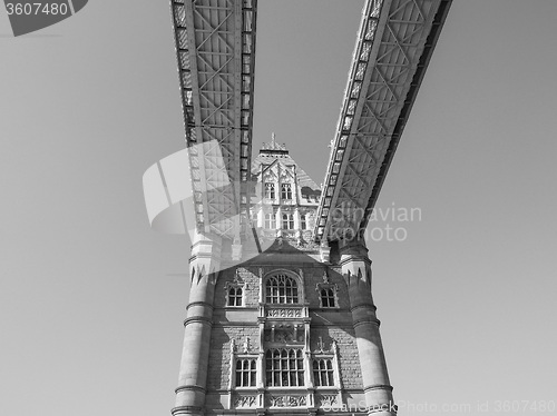 Image of Black and white Tower Bridge in London