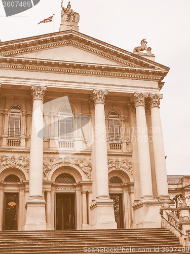 Image of Retro looking Tate Britain in London
