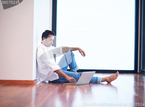 Image of working on laptop computer from home