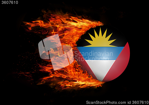 Image of Flag with a trail of fire - Antigua and Barbuda