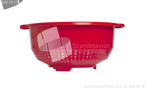 Image of Red empty colander isolated 