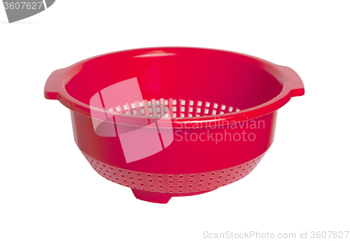 Image of Red empty colander isolated 