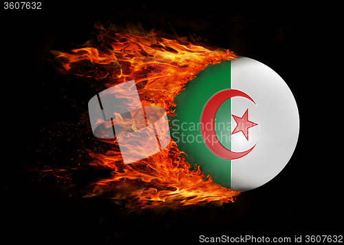 Image of Flag with a trail of fire - Algeria