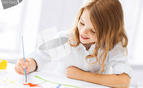 Image of little girl painting picture