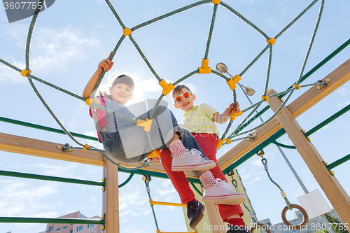 Image of group of happy kids on children playground