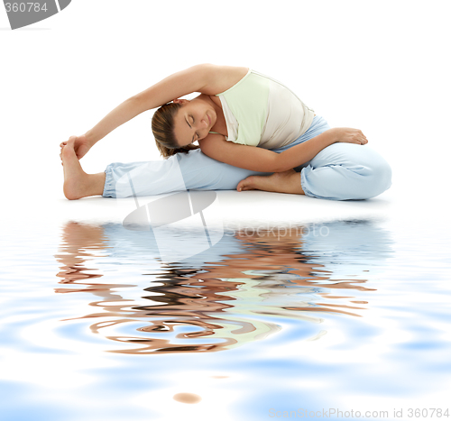 Image of ashtanga yoga on white sand