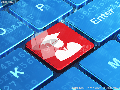 Image of Education concept: Student on computer keyboard background