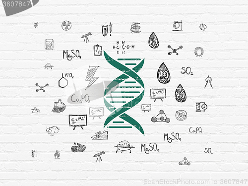 Image of Science concept: DNA on wall background