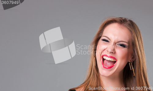 Image of Close-up portrait of happy beautiful girl