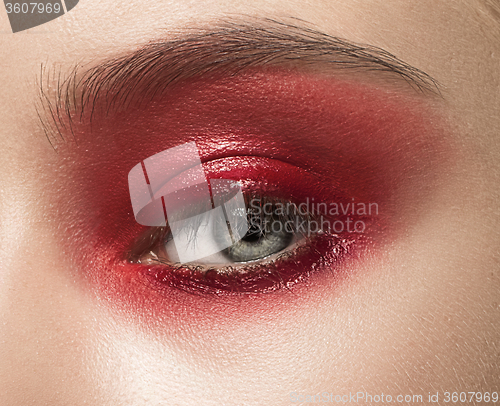 Image of Close-up shot of female eye with makeup