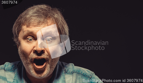 Image of The screaming man in denim shirt 