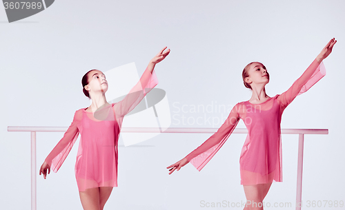 Image of Ballerinas stretching on the bar