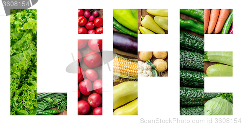 Image of The set of healthy fresh vegetables 