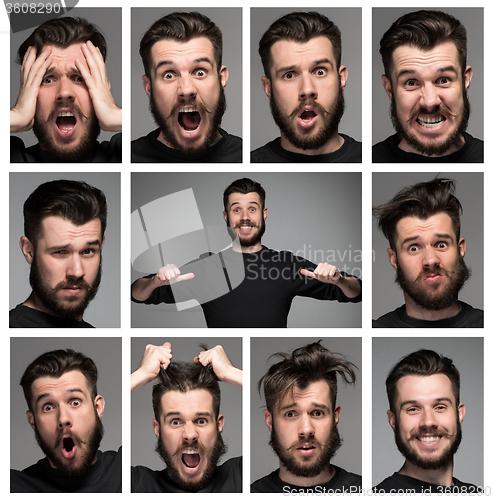 Image of Set of young man\'s portraits with different emotions