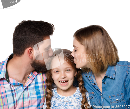 Image of  happy family on white background