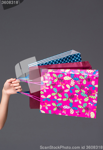 Image of shopping bags on a gray background