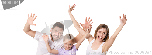 Image of  happy family on white background