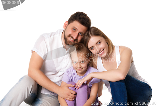 Image of  happy family on white background