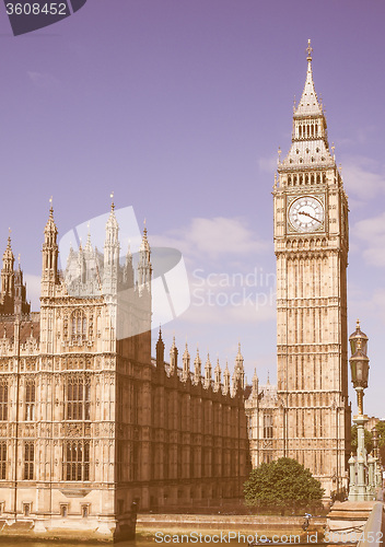 Image of Retro looking Houses of Parliament in London