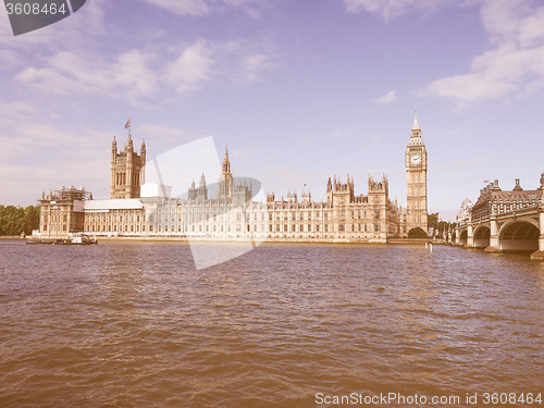 Image of Retro looking Houses of Parliament in London