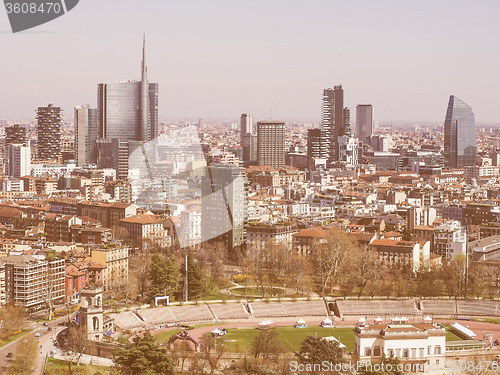 Image of Retro looking Milan aerial view