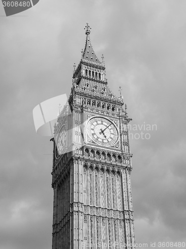 Image of Black and white Big Ben in London