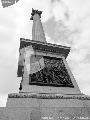 Image of Black and white Nelson Column in London
