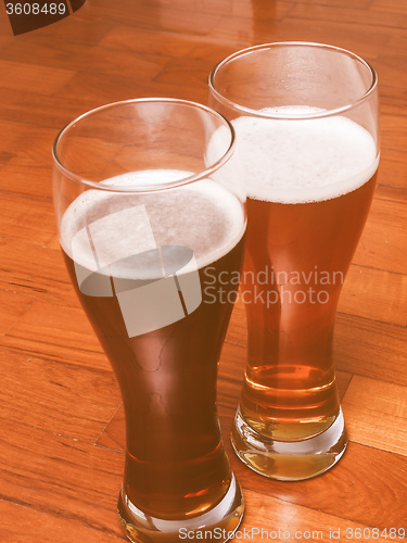Image of Retro looking Two glasses of German beer