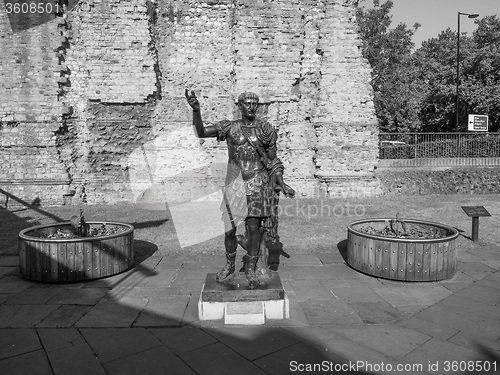 Image of Black and white Trajan statue in London