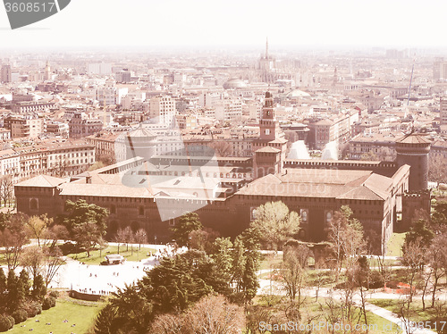Image of Retro looking Milan aerial view