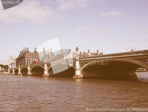 Image of Retro looking Houses of Parliament in London