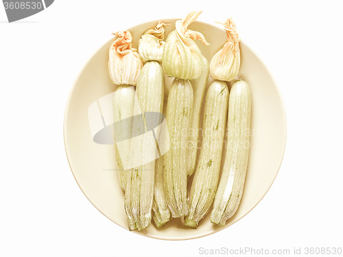 Image of Retro looking Courgettes zucchini