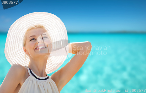 Image of beautiful woman enjoying summer outdoors