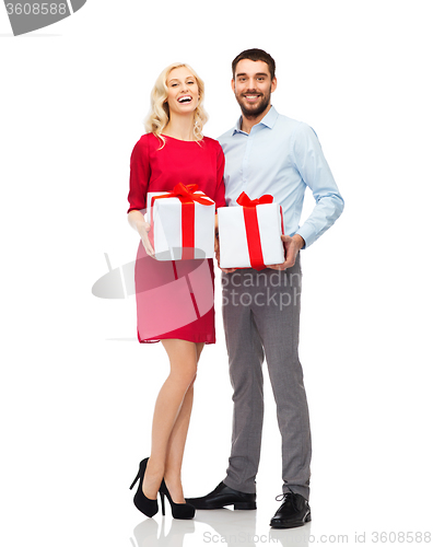 Image of happy couple with gift boxes