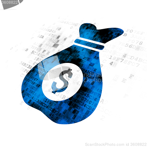 Image of Business concept: Money Bag on Digital background