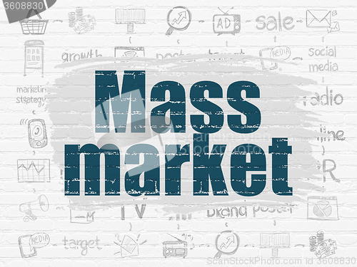 Image of Advertising concept: Mass Market on wall background