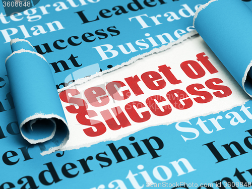 Image of Finance concept: red text Secret of Success under the piece of  torn paper