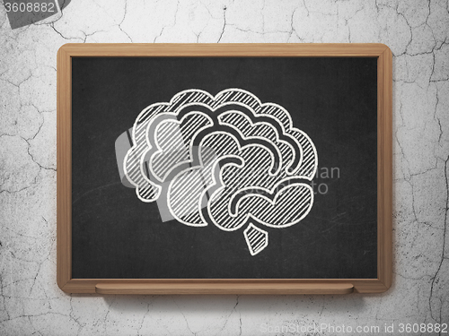 Image of Science concept: Brain on chalkboard background