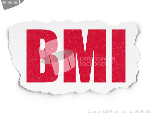 Image of Health concept: BMI on Torn Paper background