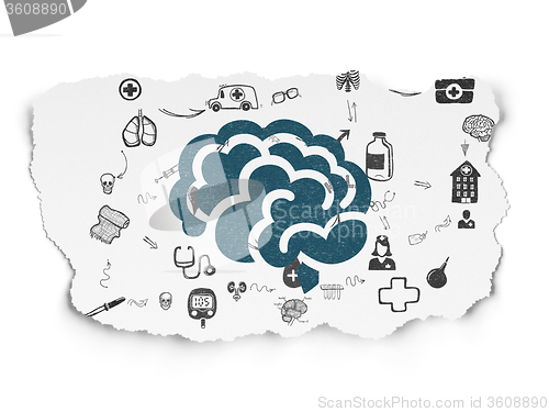 Image of Health concept: Brain on Torn Paper background