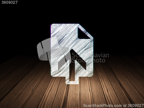 Image of Web development concept: Upload in grunge dark room